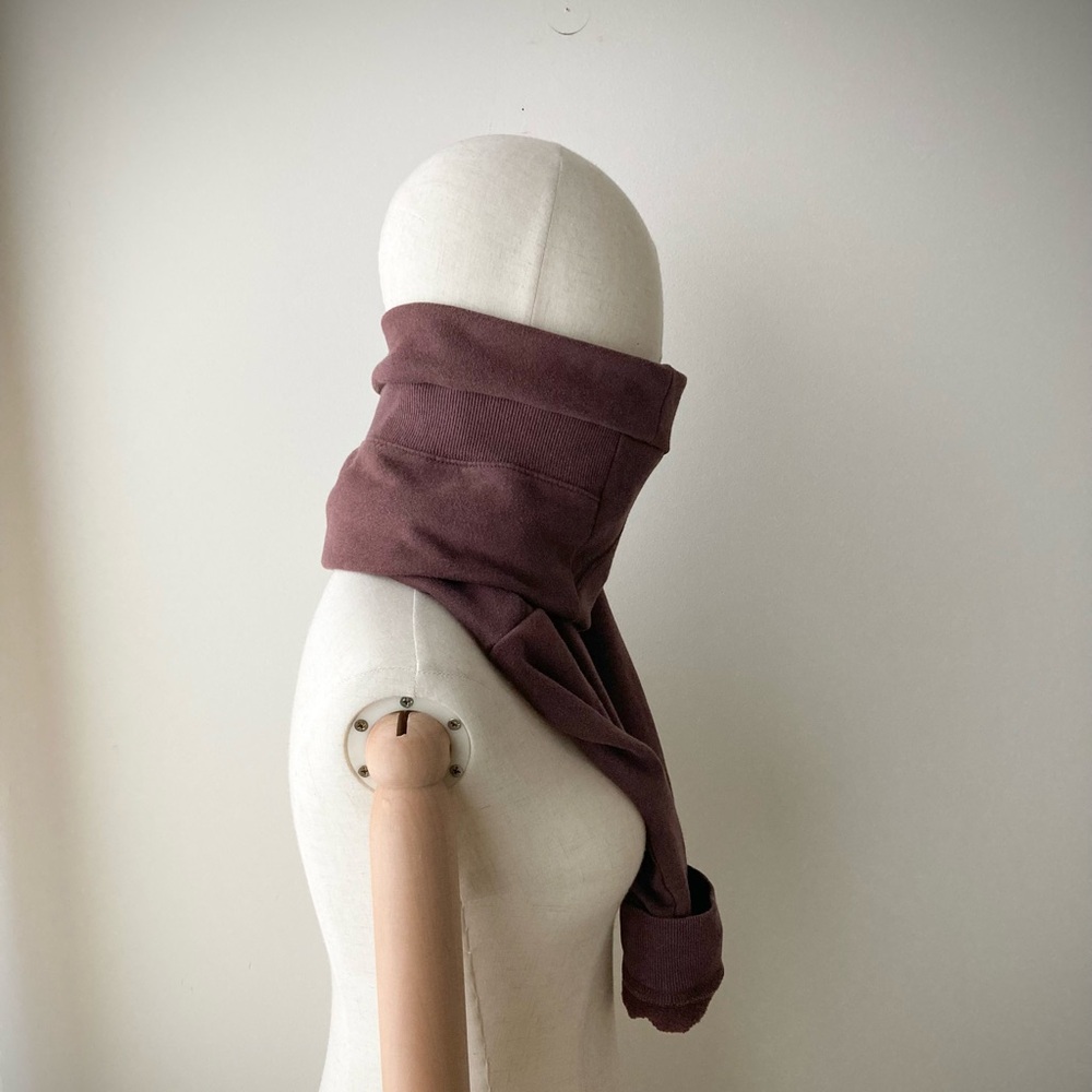 joodito cotton sweatshirt wrap preppy tie scarf weathered burgundy maroon red - Picture 3 of 8